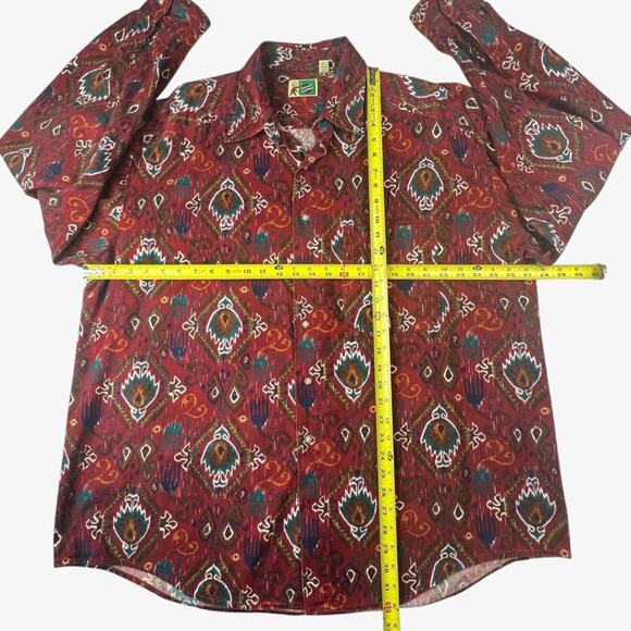 Johnny Cotton Aztec Print Button Front Shirt Mens XL Long Sleeve Western VTG USA - Picture 4 of 7